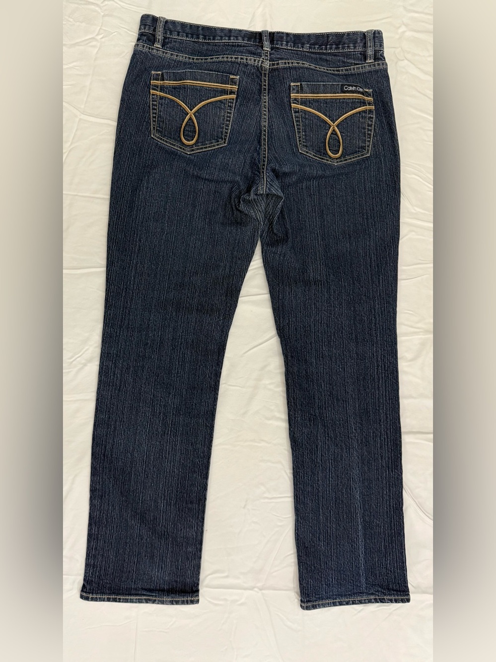 Calvin Klein Jeans Size 12 / 31 Dark Wash Stretch Straight Leg Omega Pocket